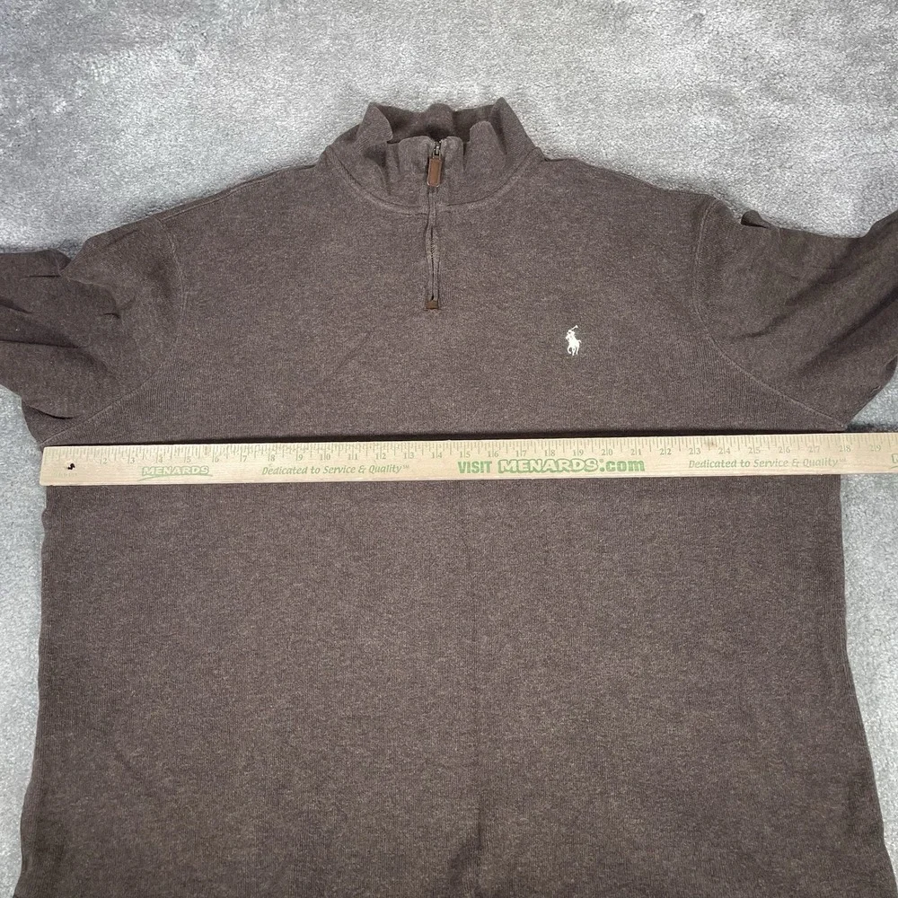 Polo Ralph Lauren 1/4 Zip Sweater Mens 2XL‎ Pullover Brown Knit Cotton Preppy
